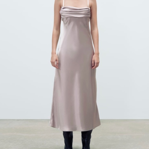 ZARA NWT SATIN SLIP DRESS XL - Picture 9 of 9